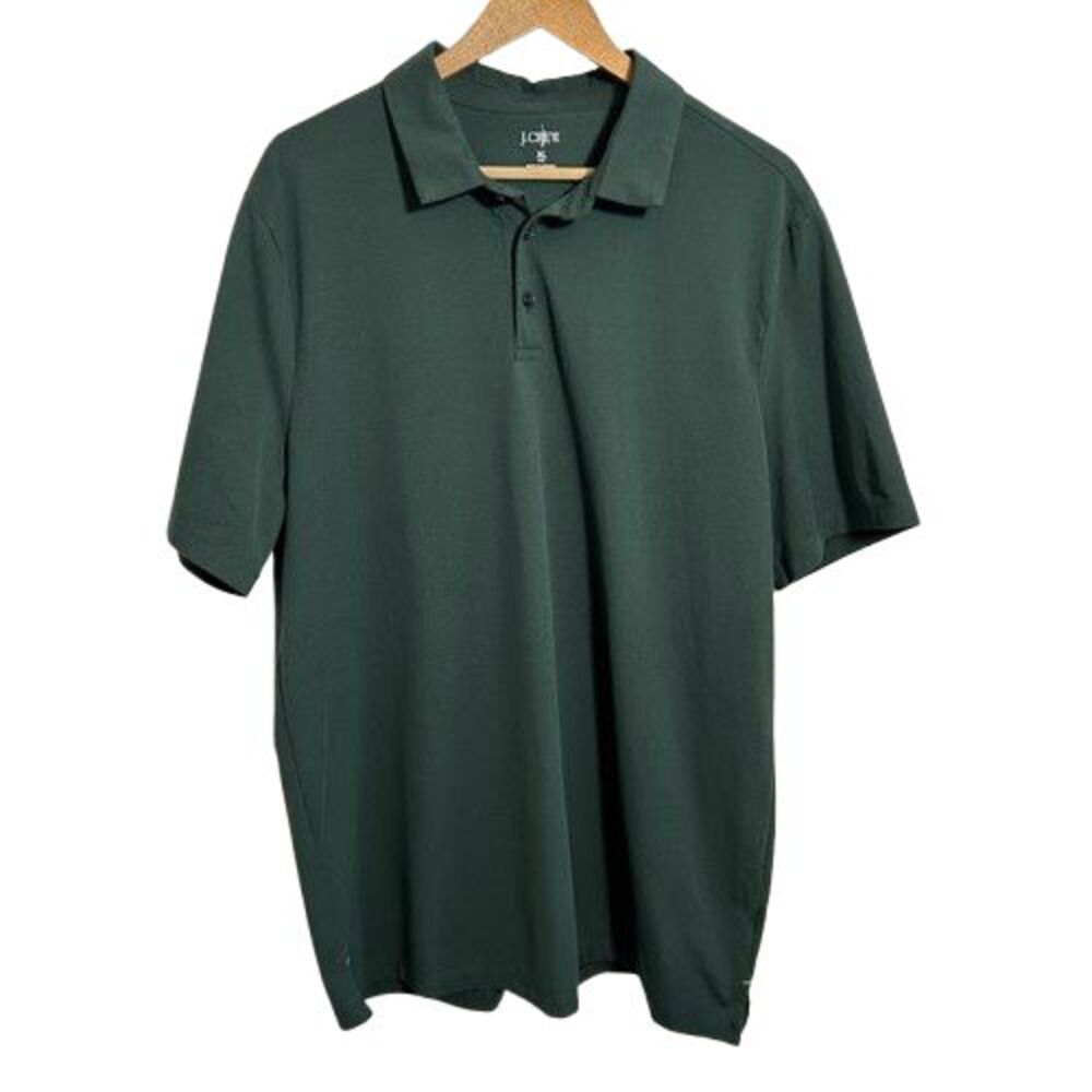 J Crew Mens Polo Shirt XL Tall Green Short Sleeve Sweat Wicking Material